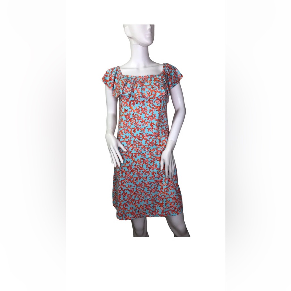 Tommy Bahama Women’s Off The Shoulder Ruffle Pocket Dress M Coral